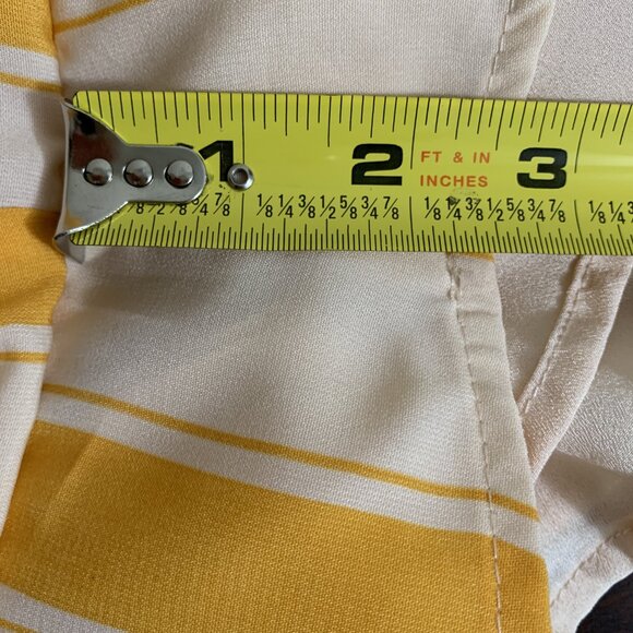 Shorts Wide Leg High Waist Zips Lined Yellow White Stripes Dressy Juniors Small - Picture 9 of 12